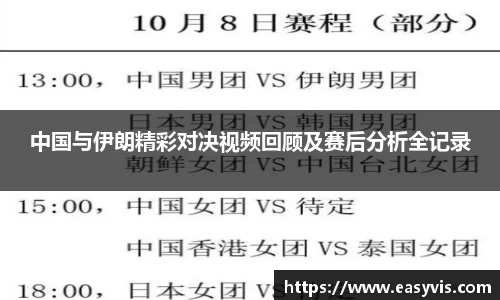 中国与伊朗精彩对决视频回顾及赛后分析全记录